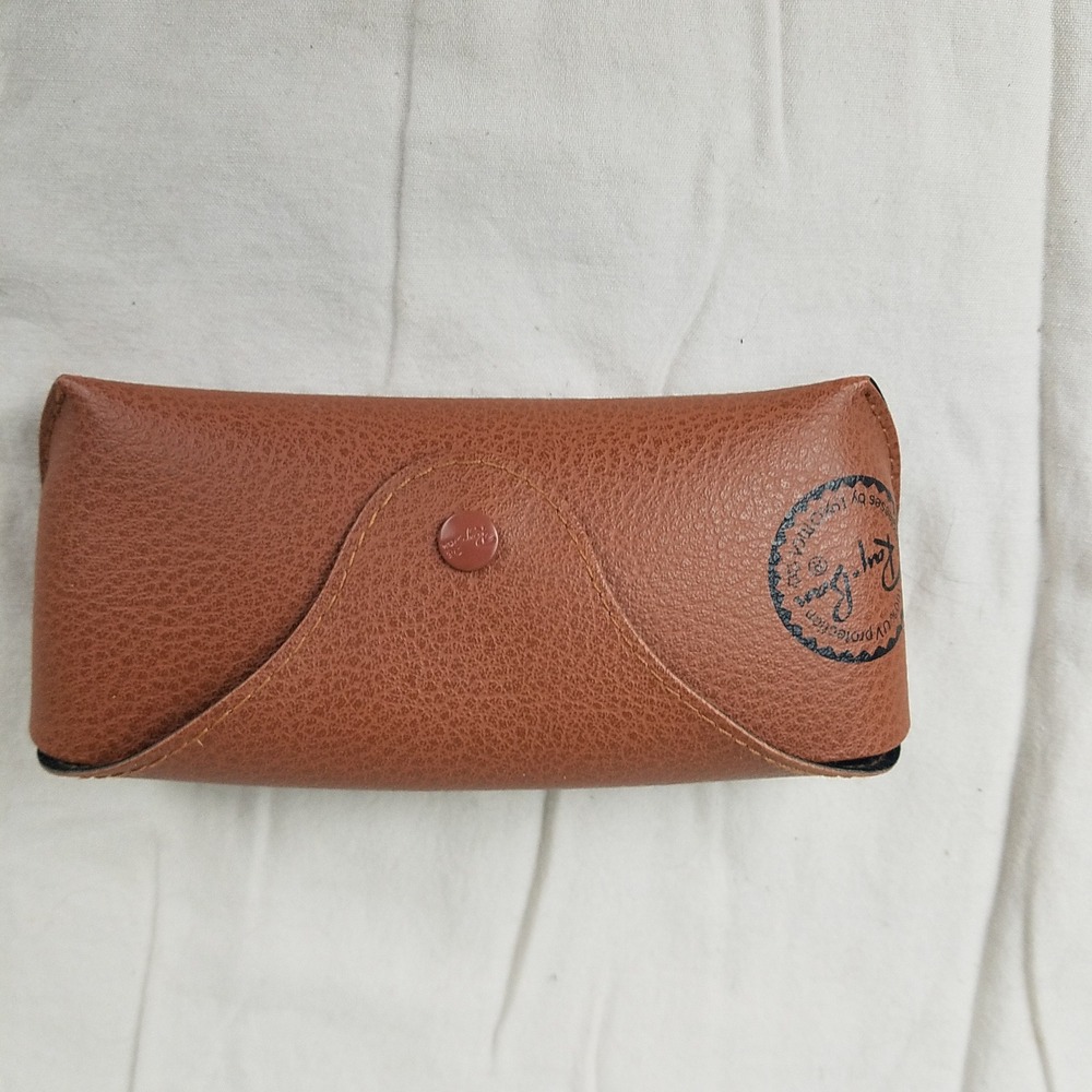 Ray-Ban Sunglasses Case Unisex Brown Excellent Snap Closure Faux Leather